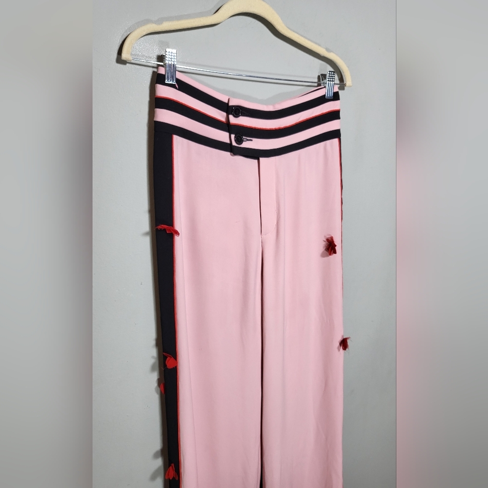 RAQUEL OROZCO Pink Wide Leg Pants size Medium Mexican Designer Roses - Picture 7 of 11
